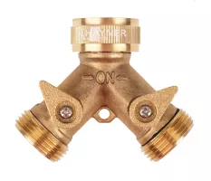 Przyłącze kranowe - mosiężny rozdzielacz 2-drożny z zaworami kulowymi Khayner Garden - X6BBS