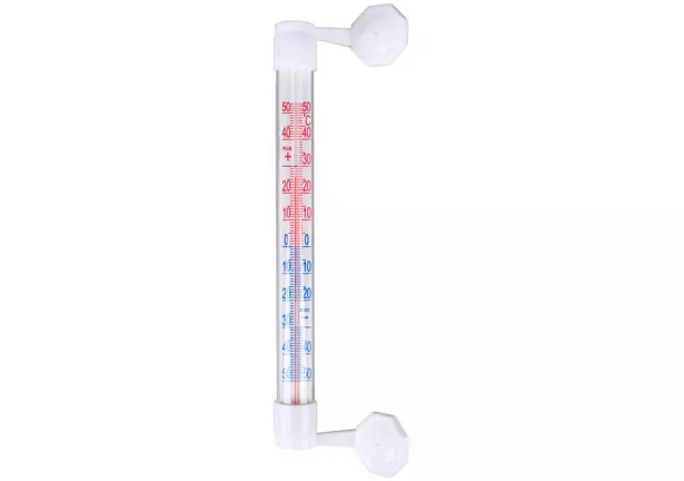 Termometr zaokienny, przyklejany, biały 20cm